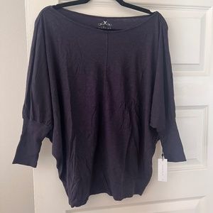 Velvet by Graham and Spencer navy vintage slub long sleeve t-shirt